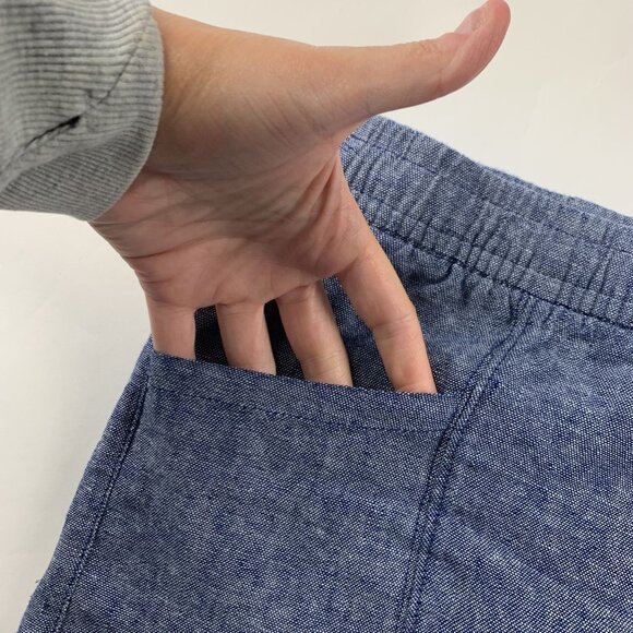 Old Navy Blue Chambray Linen Blend High Rise Pull On Shorts M - Picture 2 of 5